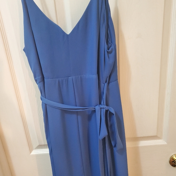 Manhattan Moment Blue Ruffled Midi Wrap Dress Lulus - Picture 13 of 16